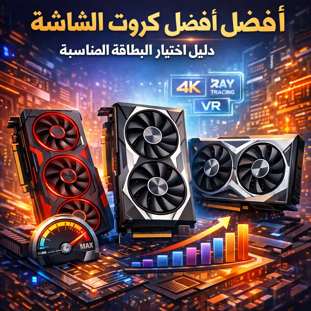 مقارنة أفضل كروت الشاشة لعام 2026 لألعاب 4K وتتبع الأشعة والواقع الافتر